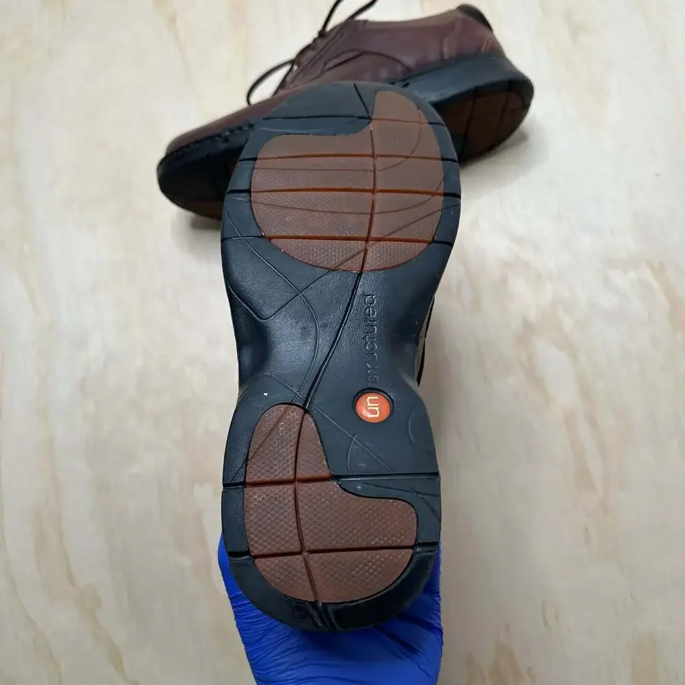 Clarks Unstructured Un.Bend Brown Leather Lace-Up Oxford Shoes size 11.5